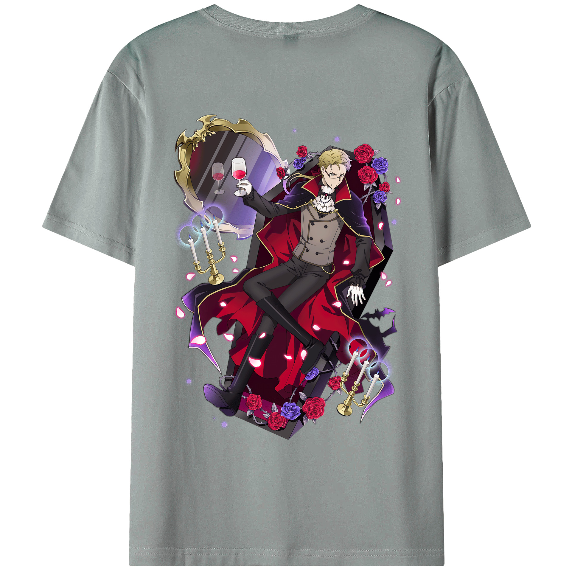 （画像用） 文豪ストレイドッグス Bungo Stray Dogs 綿100％ メンズ半袖Tシャツ（バックプリント） 通気性